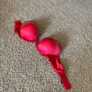 Red bedazzled Victoria’s Secret bra